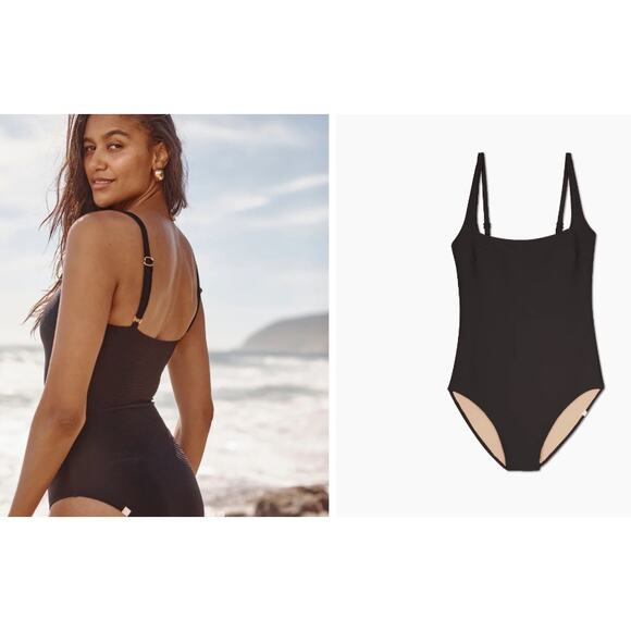 Summersalt The RippleRib Square Neck One-Piece Swimsuit Women’s 10 NEW Black - Picture 2 of 13